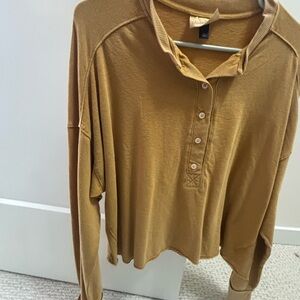 Universal Brown Button Down Crop Top